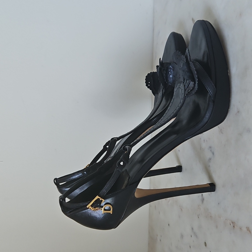 DIOR: Logo Charm And Ruffle Heels - Picture 9 of 10